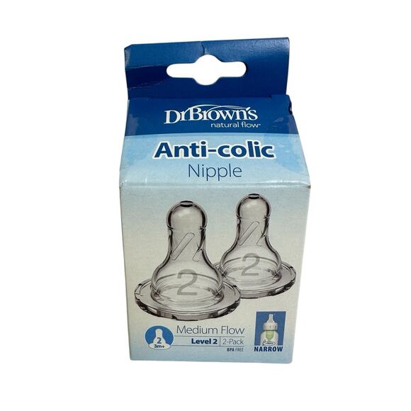 Dr Browns Natural Flow Narrow Nipples Anti Colic 3M+ 2 pack New Lot of 2 Packs - Picture 2 of 5